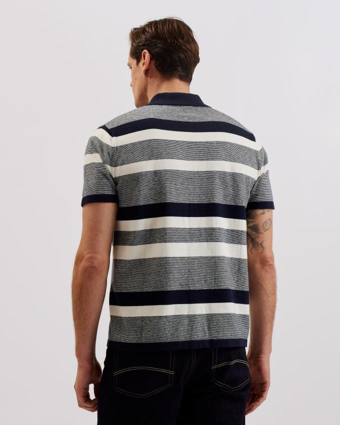 Chemises Ted Baker Striped Knit Cotton Cashmere Bleu Marine Homme | GGB-80840488